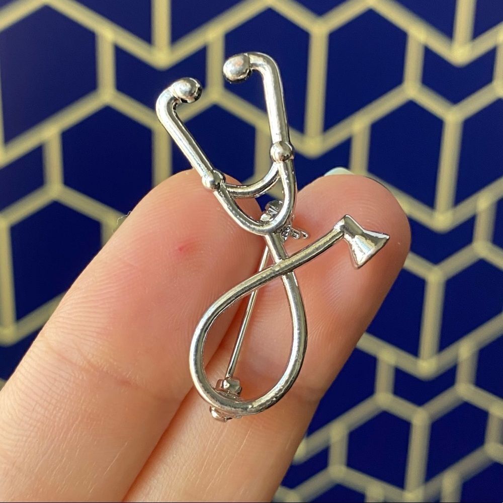 Stethoscope Silver Pin/ Brooch Lapel
